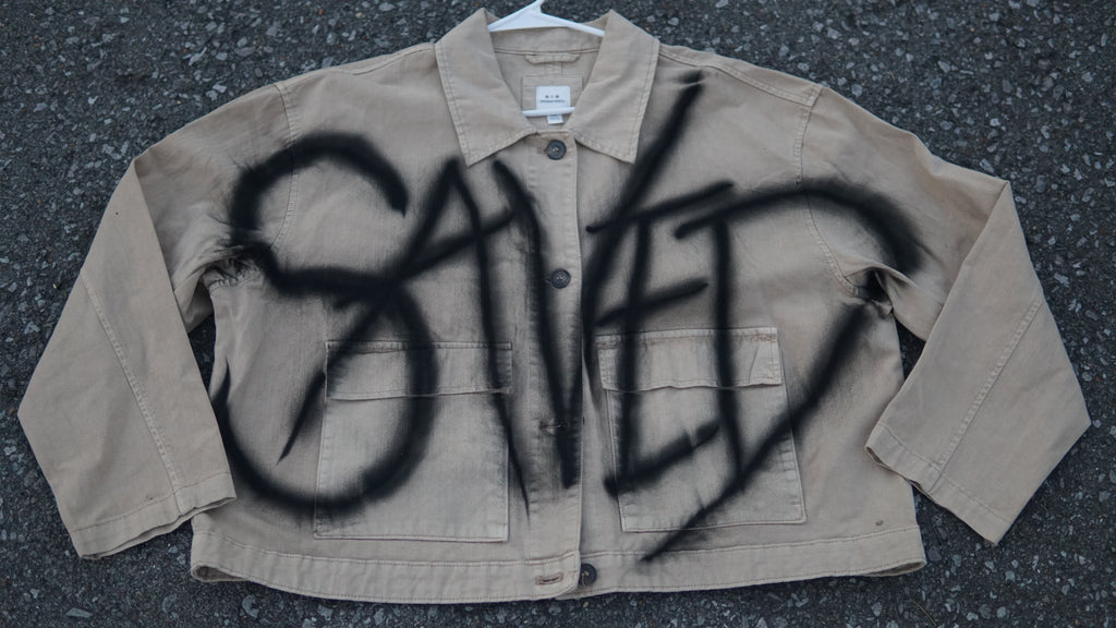 Vintage Style "SAVED" Cropped Denim Jacket | One-of-a-Kind