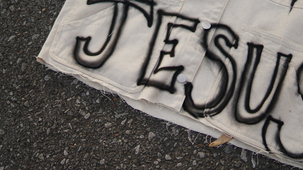 Vintage Style "I Love Jesus" Cropped Denim Jacket | One-of-a-Kind