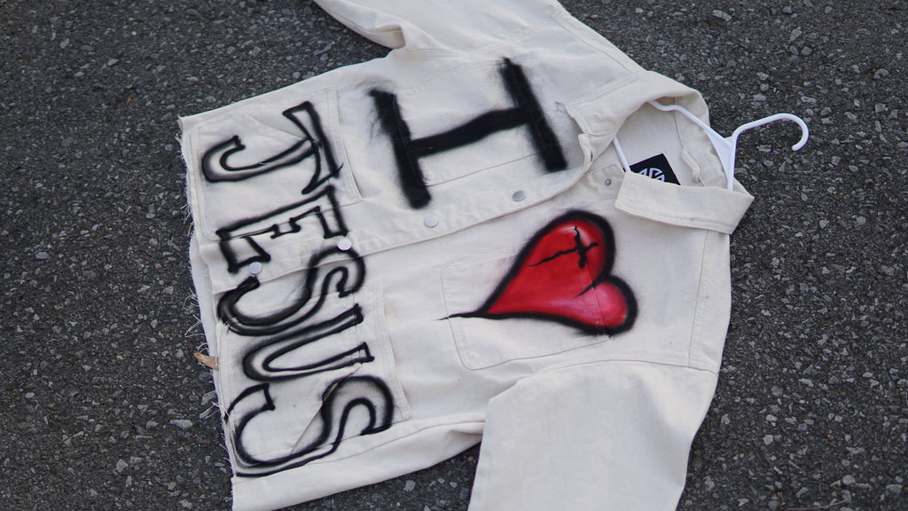 Vintage Style "I Love Jesus" Cropped Denim Jacket | One-of-a-Kind
