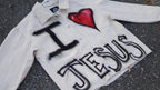 Vintage Style "I Love Jesus" Cropped Denim Jacket | One-of-a-Kind
