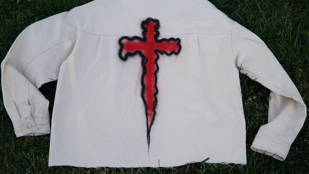 Vintage Style "I Love Jesus" Cropped Denim Jacket | One-of-a-Kind
