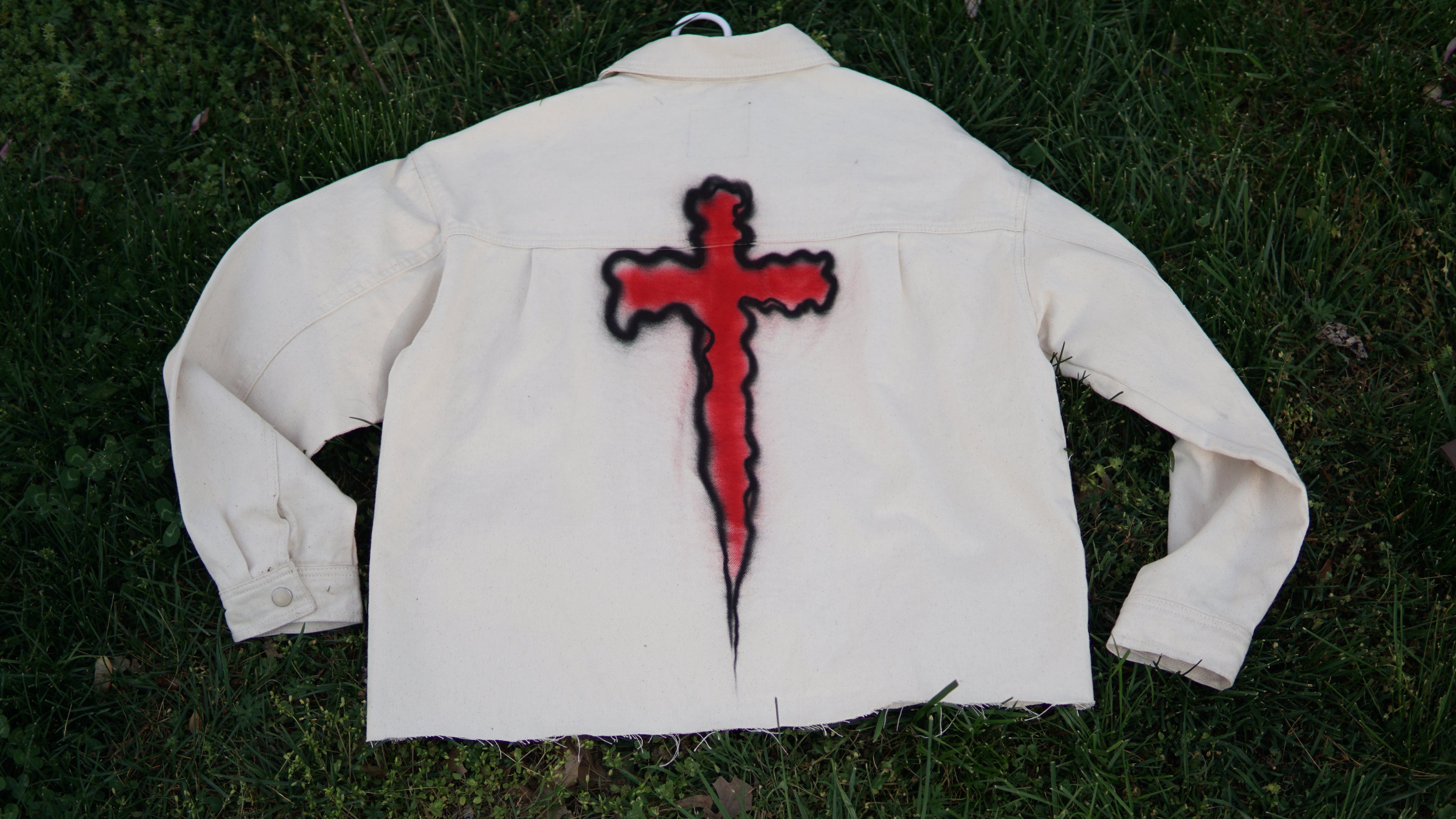 Vintage Style "I Love Jesus" Cropped Denim Jacket | One-of-a-Kind